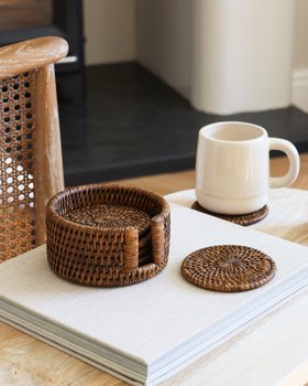 Marbury Brown Round Rattan Coasters