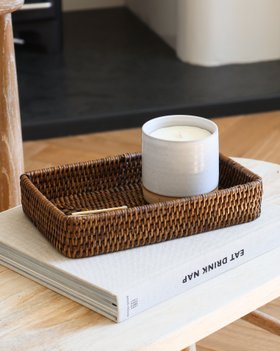 Marbury Brown Rectangular Rattan Decorative Tray