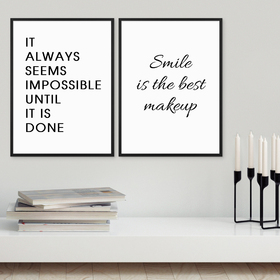 Press Loft Image Of 2er Set Poster Typografie Smile 30x40 Cm Mit Bilderrahmen For Press Pr