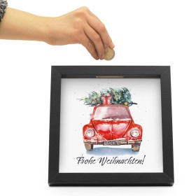 Bilderrahmen-Spardose Schwarz Geldgeschenk zu Weihnachten