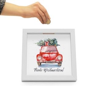 Bilderrahmen-Spardose Weiss Geldgeschenk zu Weihnachten