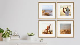 4er Set Bilderrahmen 30x30 cm Eiche mit Passepartout Massivholz