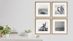 4er Set Bilderrahmen 30x30 cm Eiche mit Passepartout Massivholz