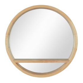 Spiegel Holzrahmen Rund mit Ablage 60 cm Natur