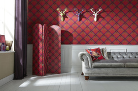 Fairburn Wallcovering Red/Plum