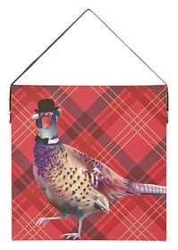 Red Tartan Pheasant Printed Canvas with Faux Leather strap