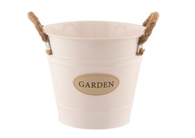 Cream Metal Garden Pot
