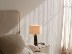 Sandrine Touch Table Lamp with USB-C Charging Port in Brown Marble