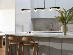 Oakleigh 6 Light Linear Pendant in Bronze with Gloss Opal Glass
