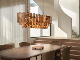 Made by Mayfair Vinci Linear Pendant in Bronze with Hazel Alabaster