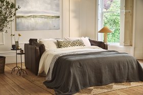 Camden Sofa Bed In Hard Wearing Heritage Leather Bark Bed