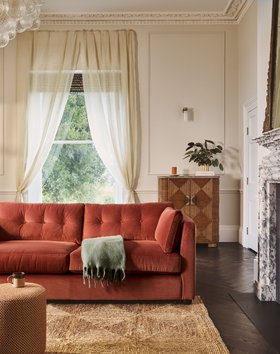 Camden XL Sofa Stain Resistant Basket Weave Coral Rock