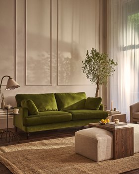 Notting Hill Large Sofa Stain Resistant Cotton Velvet Pine