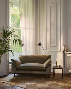 Soho Loveseat Stain Resistant Cotton Velvet in Moleskin