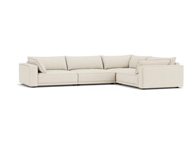 WIMBLEDON LARGE CORNER SOFA STAIN RESISTANT BASKET WEAVE MARSHMALLOW