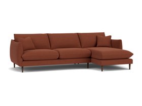 GREENWICH MEDIUM CHAISE SOFA SLUBBY COTTON RED EARTH