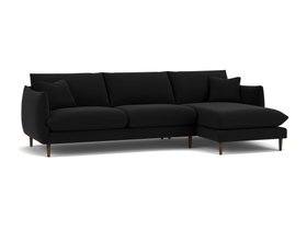 GREENWICH MEDIUM CHAISE SOFA EASY CLEAN VELVET EBONY