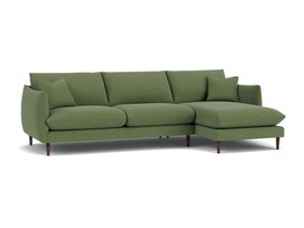 GREENWICH MEDIUM CHAISE SOFA EASY CLEAN VELVET VINTAGE GREEN