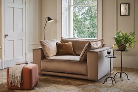 Tate Small Footstool In Stain Resistant Cotton Velvet Tabasco