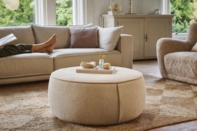 Globe Large Footstool In Chunky Weaves Evening Barley