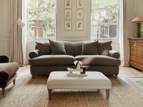 Trafalgar Medium Rectangle Footstool in Classic Stripe Turtle Dove