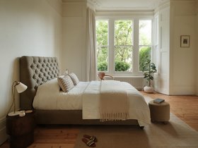 The Ritz King Sized Bed Frame in 100% Linen Grassland