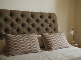 The Ritz King Sized Bed Frame in 100% Linen Grassland