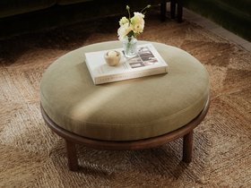 Barbican Large Footstool in Vintage Velvet Trench Coat