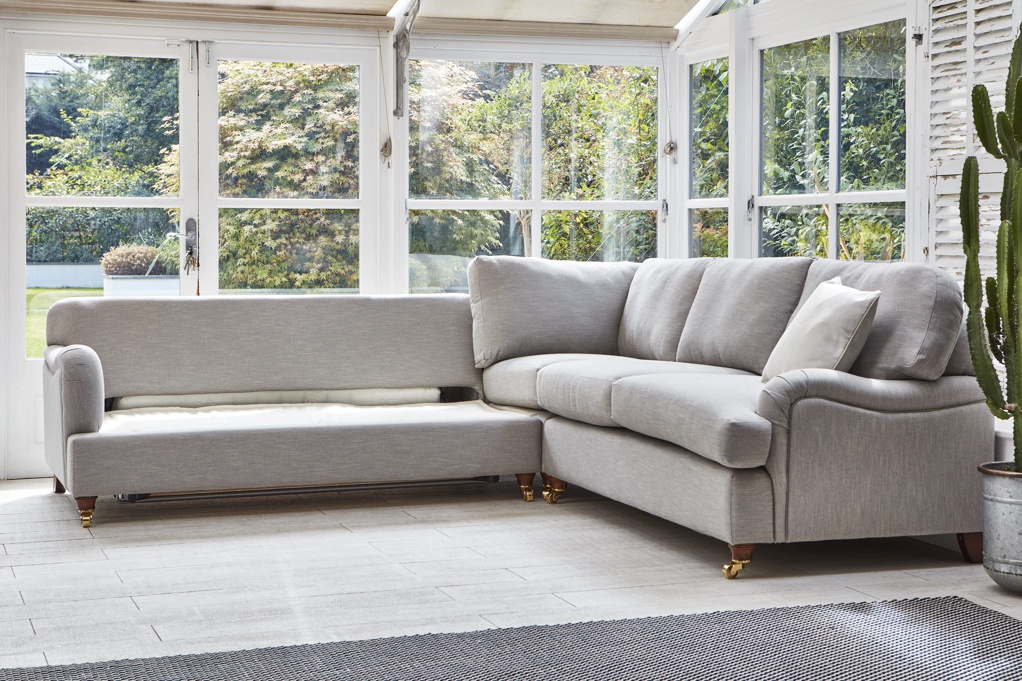 Helston 2 x 2 Seater Corner Sofa Bed in Stain Resistant Viscose Cotton Spider Web