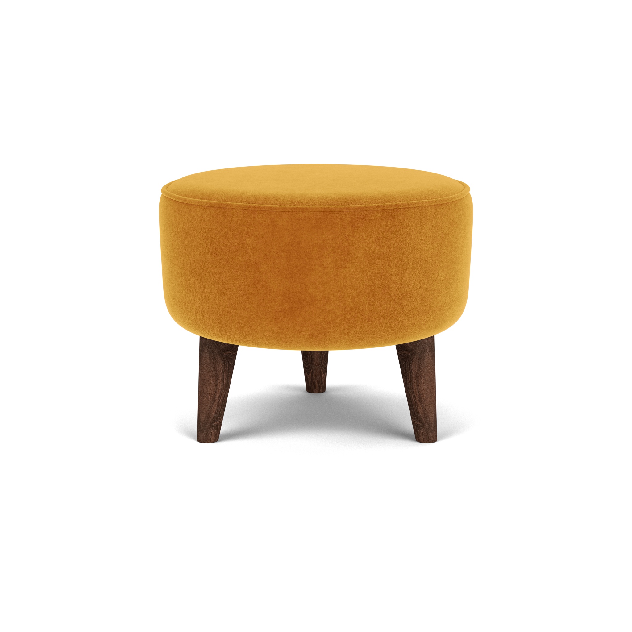 Pimlico Small Round Footstool In Stain Resistant Cotton Velvet Saffron
