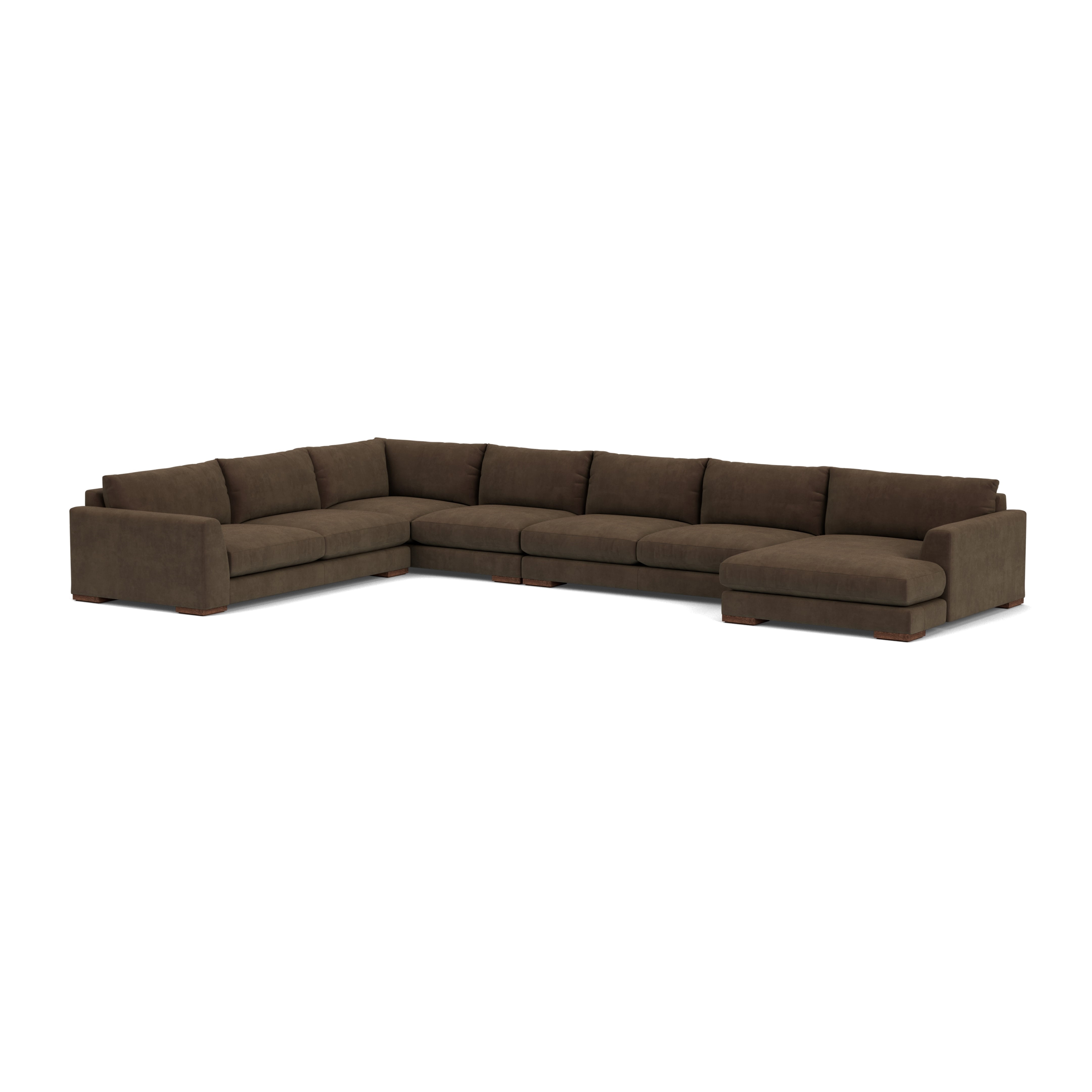 Kingston Large U Shaped Sofa In Stain Resistant Plush Velvet Roasted Chestnuts