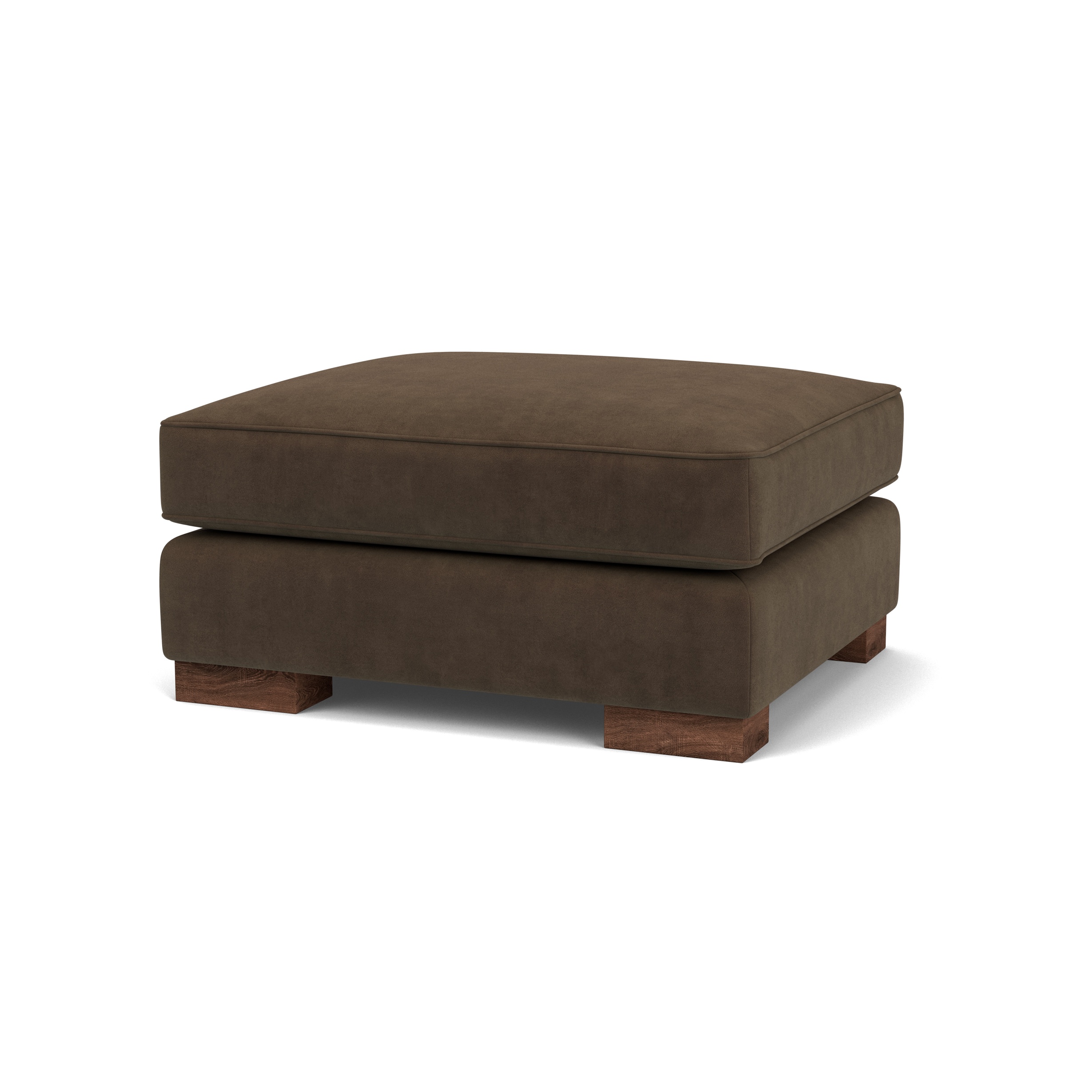 Kingston Large Footstool In Stain Resistant Plush Velvet Roasted Chestnuts