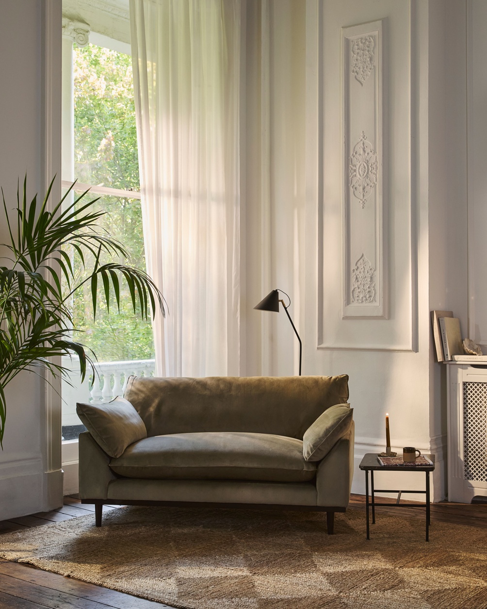 Soho Loveseat Stain Resistant Cotton Velvet in Moleskin