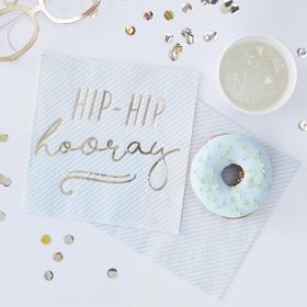 Gold Foiled Hip Hip Hooray Blue Paper Napkins - Pick & Mix