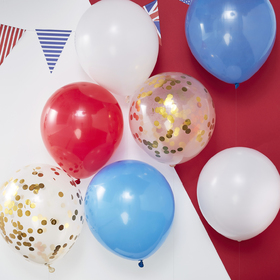 RO 402   Red Blue White & Gold Balloons