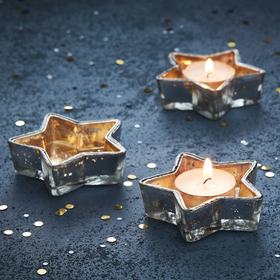 Gold Star Glass Tea Light Holder - Gold Christmas