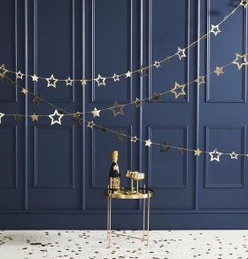 Gold Foiled Star Garland - Pop The Bubbly