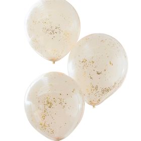 Ginger Ray Double Layered Peach and Gold Glitter Confetti Balloons