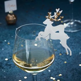 Ginger Ray Gold Glitter Reindeer Wine Glass Christmas Decoration