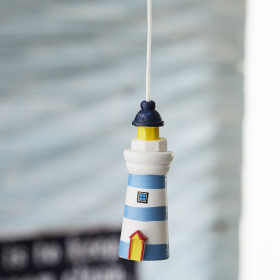 Painted Wooden Lighthouse Light Pull - Yellow Band