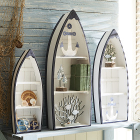 Distressed Wooden Boat Shelves