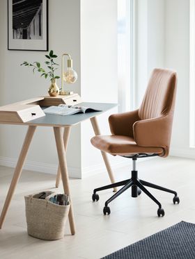 Stressless Laurel Home Office High L W Armrest Leder  Pal Almond Black