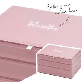 Personalised Dusty Rose Stackable Jewellery Box Set