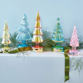 Small Colorful LED GLASS LIGHTED TREES - Glas-Tannenbäume mit LED Beleuchtung - 5er Set | MoMA