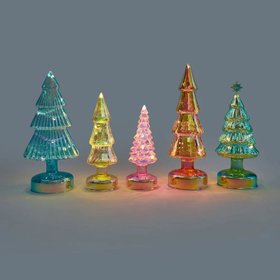 Small Colorful LED GLASS LIGHTED TREES - Glas-Tannenbäume mit LED Beleuchtung - 5er Set |  MoMA