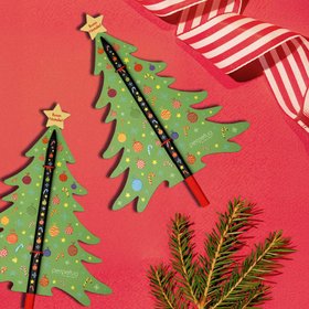 CHRISTMAS TREE PENCIL - Schwarzer Bleistift aus recyceltem Graphit mit Weihnachts-Icon-Druck | perpetua