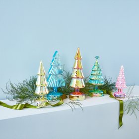 LED-Glas-Tannenbäume Klein – Bunt · 5er-Set · 18–28 cm | MoMA