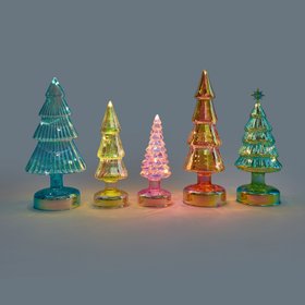 LED-Glas-Tannenbäume Klein – Bunt · 5er-Set · 18–28 cm | MoMA