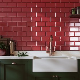 Tile Mountain Metro Bevelled Victorian Burgundy Gloss Ceramic Wall Tiles