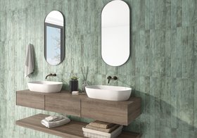 Ponto Green Stone Effect Gloss Ceramic Wall Tile